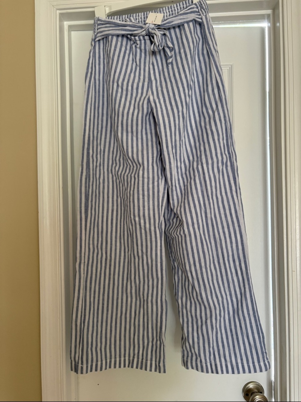 beachlunchlounge Blue and White Striped Wide-Leg Pants